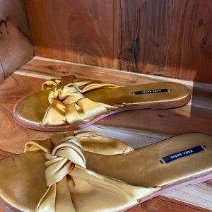Golden colored with bow zara sandals